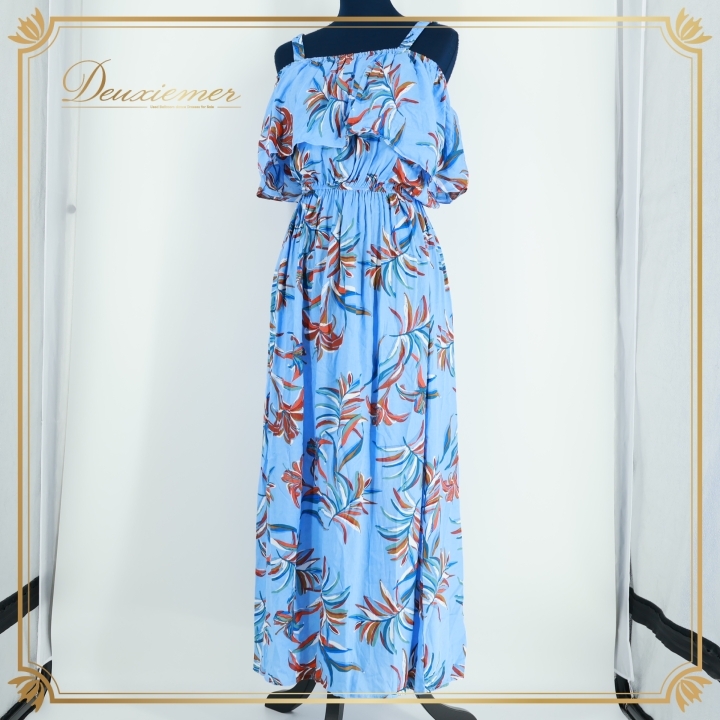 フラダンス 衣装 ワンピース ドレス ブルー系 フラ ダンス タヒチアン 青 水色 白 緑 軽い ハワイアン アロハ 柔らかい 爽やか 肌見せ拍卖