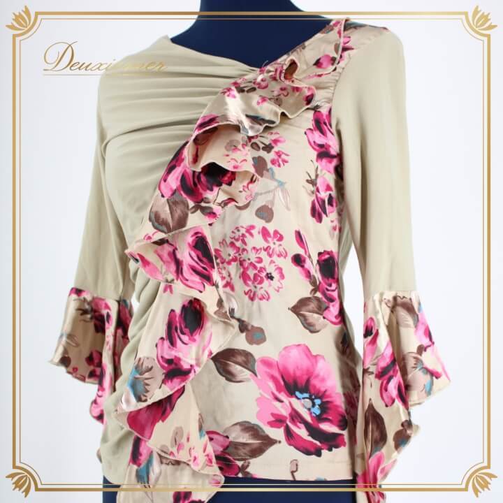 社交ダンス 衣装 スタンダード トップス レッスンウェア レディース オールシーズン ICHIOKU イチオク ベージュ系 ピンク系 花柄拍卖