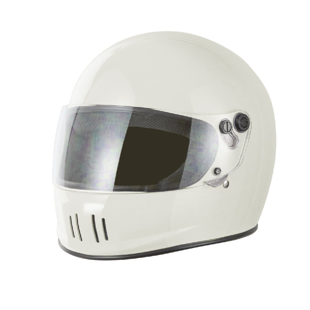 ノスタルジックバイクヘルメット フルフェイス ホワイト M SG規格適合 PSCマーク取得 エアロ 白 ホワイト ヘルメット拍卖