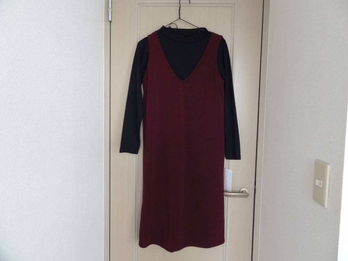 新着 裏起毛フェイクジャンスカワンピース M 授乳口付き拍卖