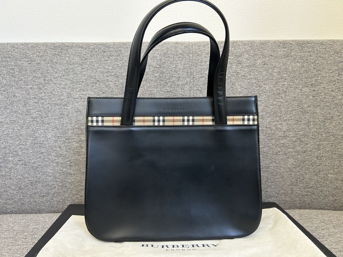 ★即決★バーバリー BURBERRY ハンドバッグ レザー×キャンバス ノバチェック 黒ブラック☆美品★拍卖