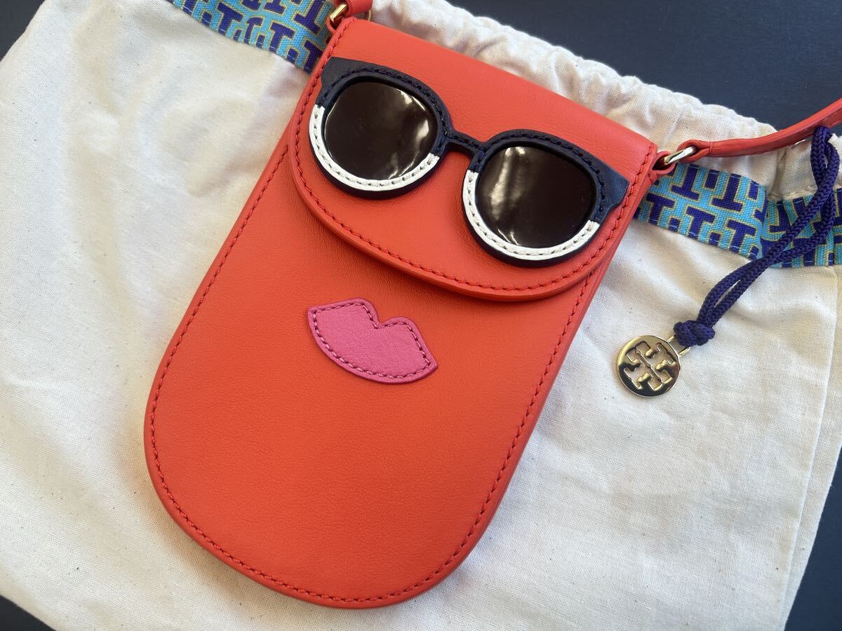 ★即決★Tory Burch トリーバーチ ショルダーバッグ スマートフォンケース スマホケース ポシェット☆オレンジ☆サングラス★拍卖