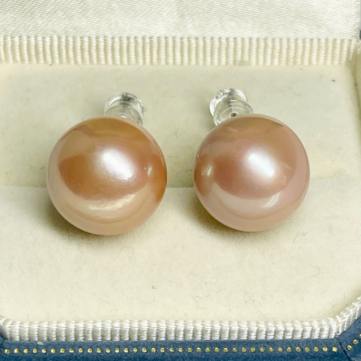 本真珠 エジソンパールピアス 超大粒 14.6mm 無調色 桜紫 アクセサリー パール ピアス ゴールド 真珠 ジュエリー拍卖