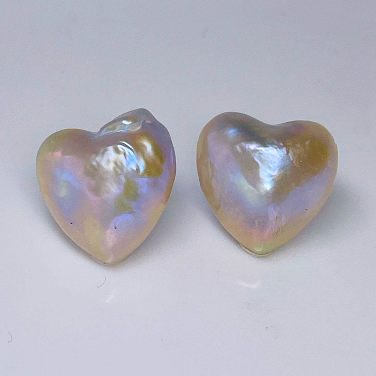 【限定価格】本真珠 マベパールピアス 虹色 SV 16mm 直結 幻紫ピンク 無調色 天然虹色 異形パール 絶品照り拍卖