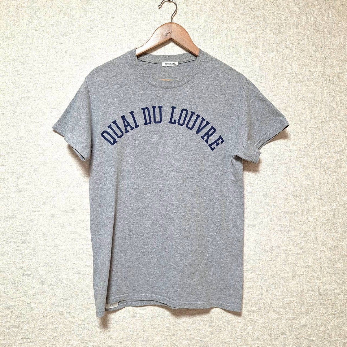 W40【MORRIS&SONS】モリスアンドサンズ Tシャツ 半袖 トップス カジュアル シンプル 夏服 薄手 英字プリント 上質素材 グレー メンズ S /ee拍卖