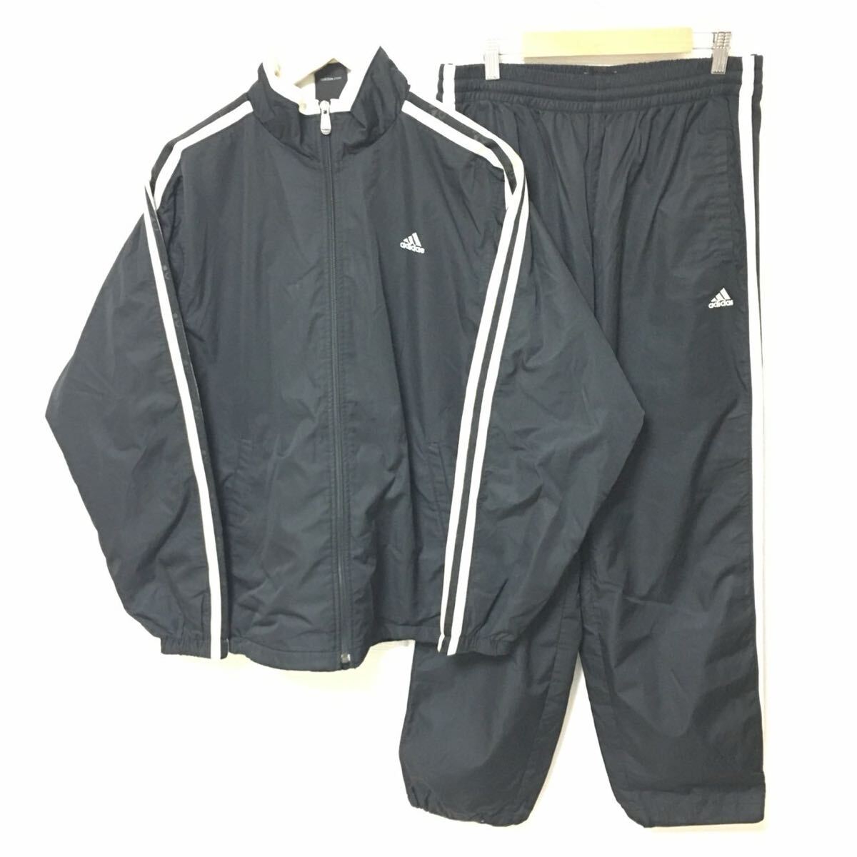 W111【adidas】アディダス セットアップ トラックジャケット パンツ ジャージ上下 スポーツ ジム サッカー ブラック メンズ サイズM/fF拍卖