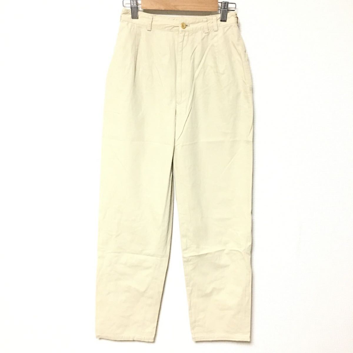 W234【Mademoiselle NONNON】マドモアゼルノンノン パンツ ボトムス 日本製 コットン ストレート ワイド ベージュ レディース サイズS/fF拍卖