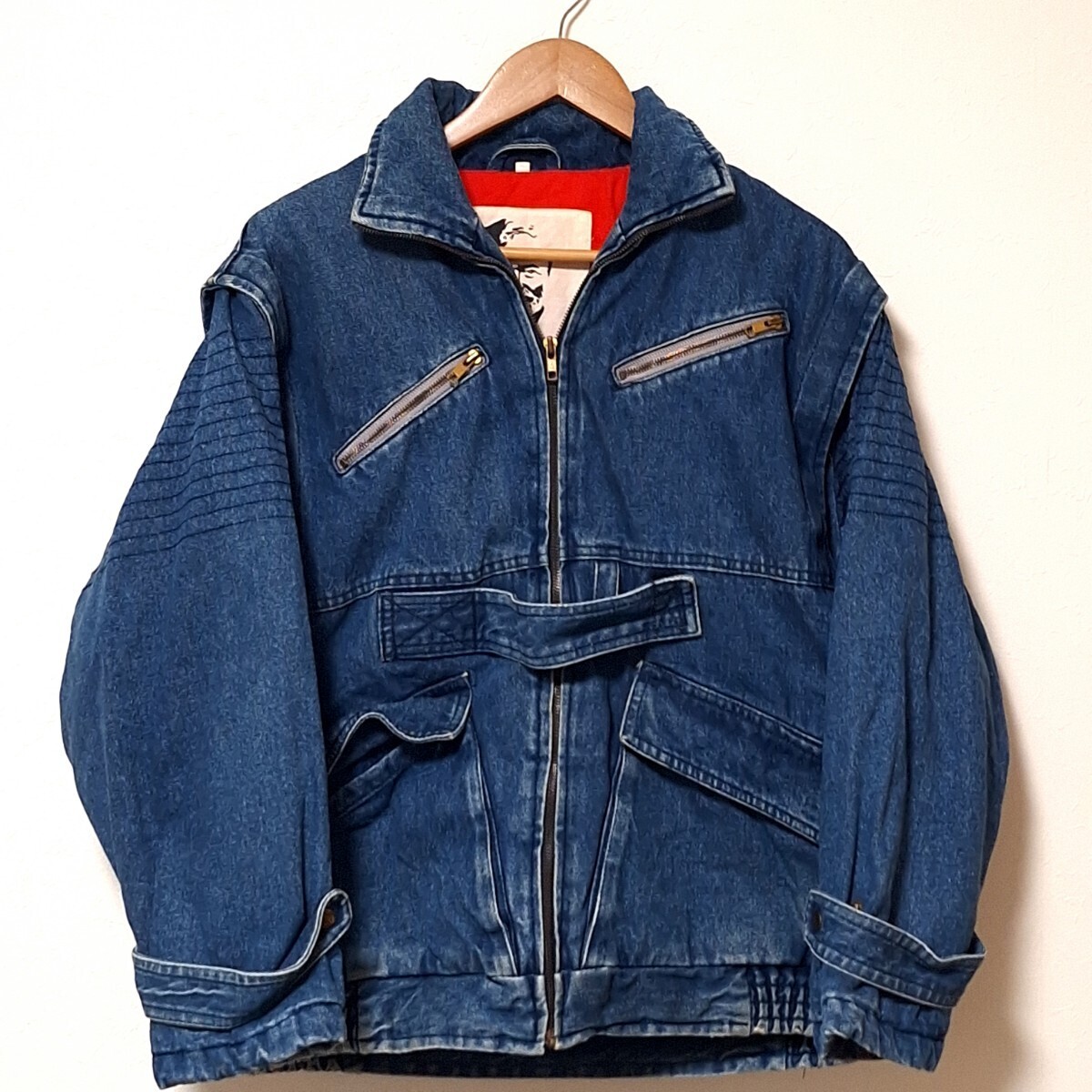 W188【EDWIN】エドウィン デニム ジャケット Gジャン IDG 90s 古着 希少 ×R.M.S アメカジ 個性的 インディゴ ブルー メンズ サイズL /QQ拍卖