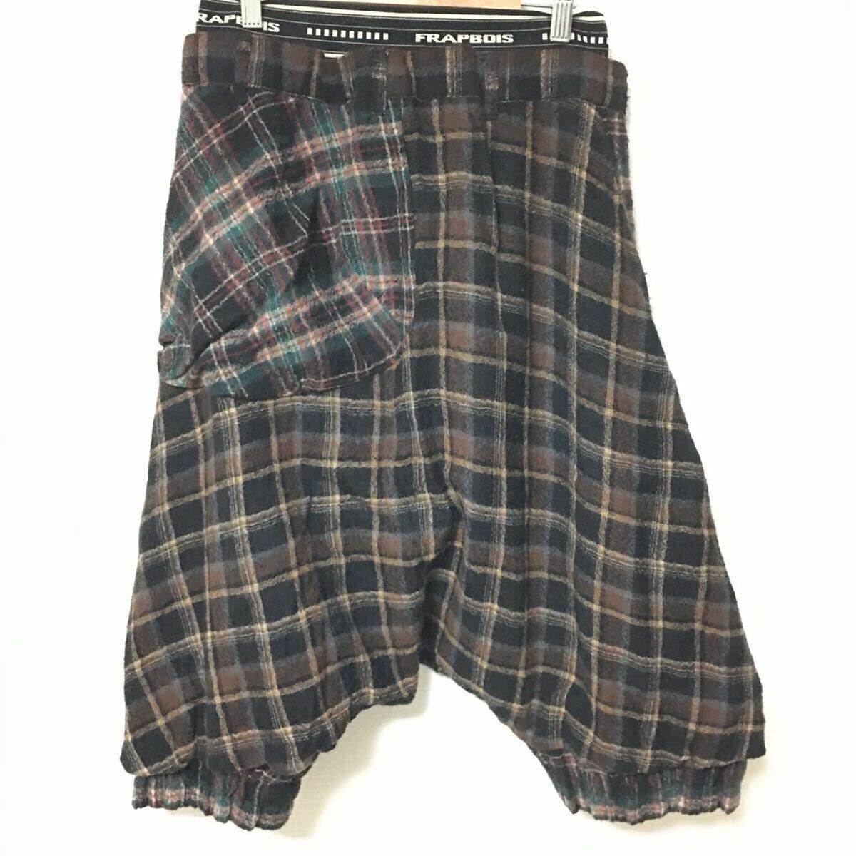 W355【FRAPBOIS】フラボア サルエルパンツ バルーン チェック柄 ウエストゴム カジュアル ブラウン系 ブラック系 メンズ サイズ1(S位)/fF拍卖