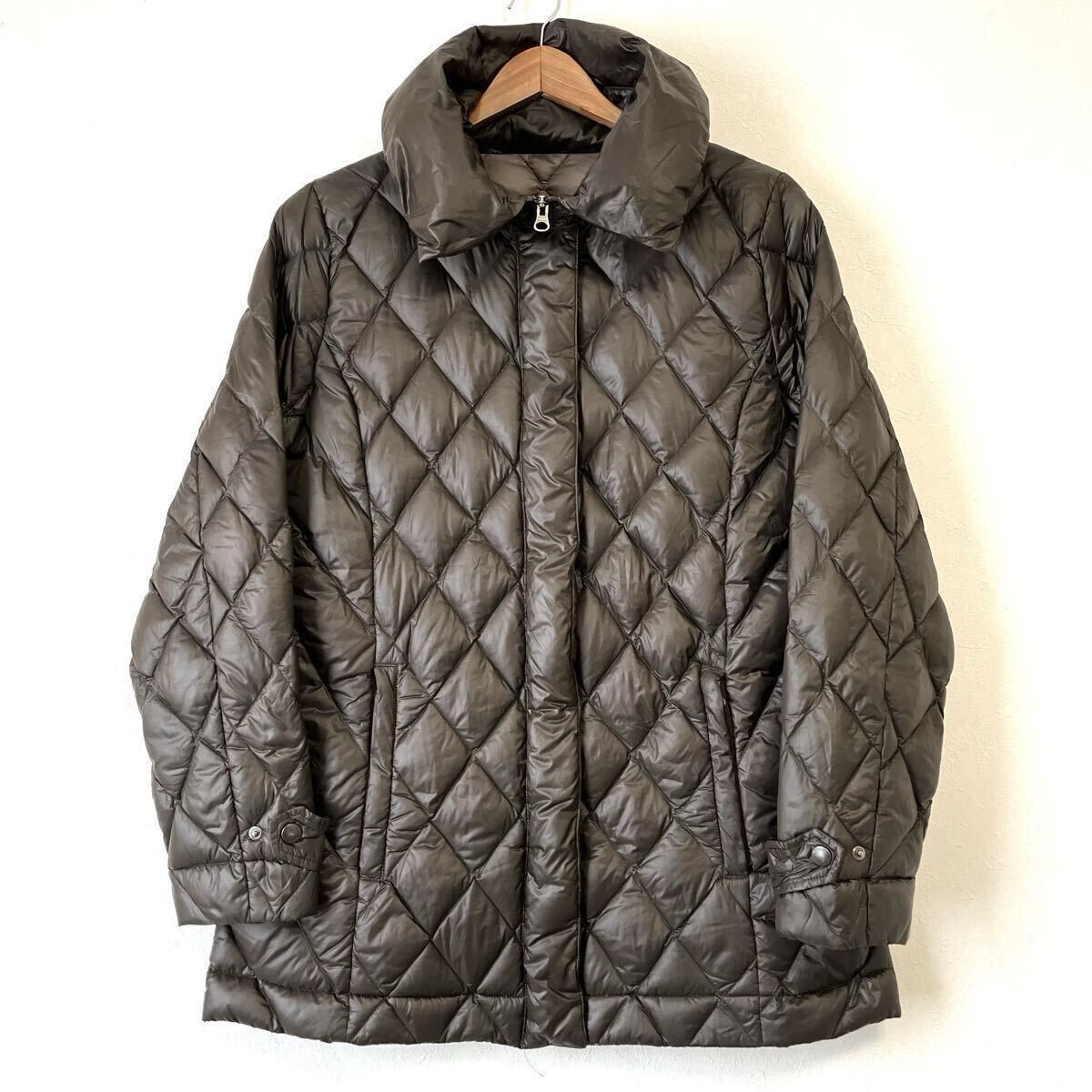 W364【Eddie Bauer】エディーバウアー ダウン ジャケット コート キルティング Wジップ ナイロン 防寒 茶色 レディース MP(Mサイズ位)/mm拍卖