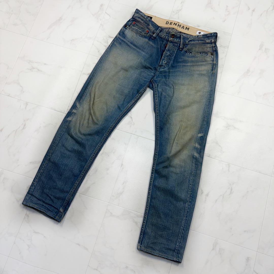 デンハム アルチザン 日本製 28 青 デニムパンツ リラックスフィット FORGE RELAXED FIT JAPAN ARTISAN ダメージ加工 汚れ加工 拍卖
