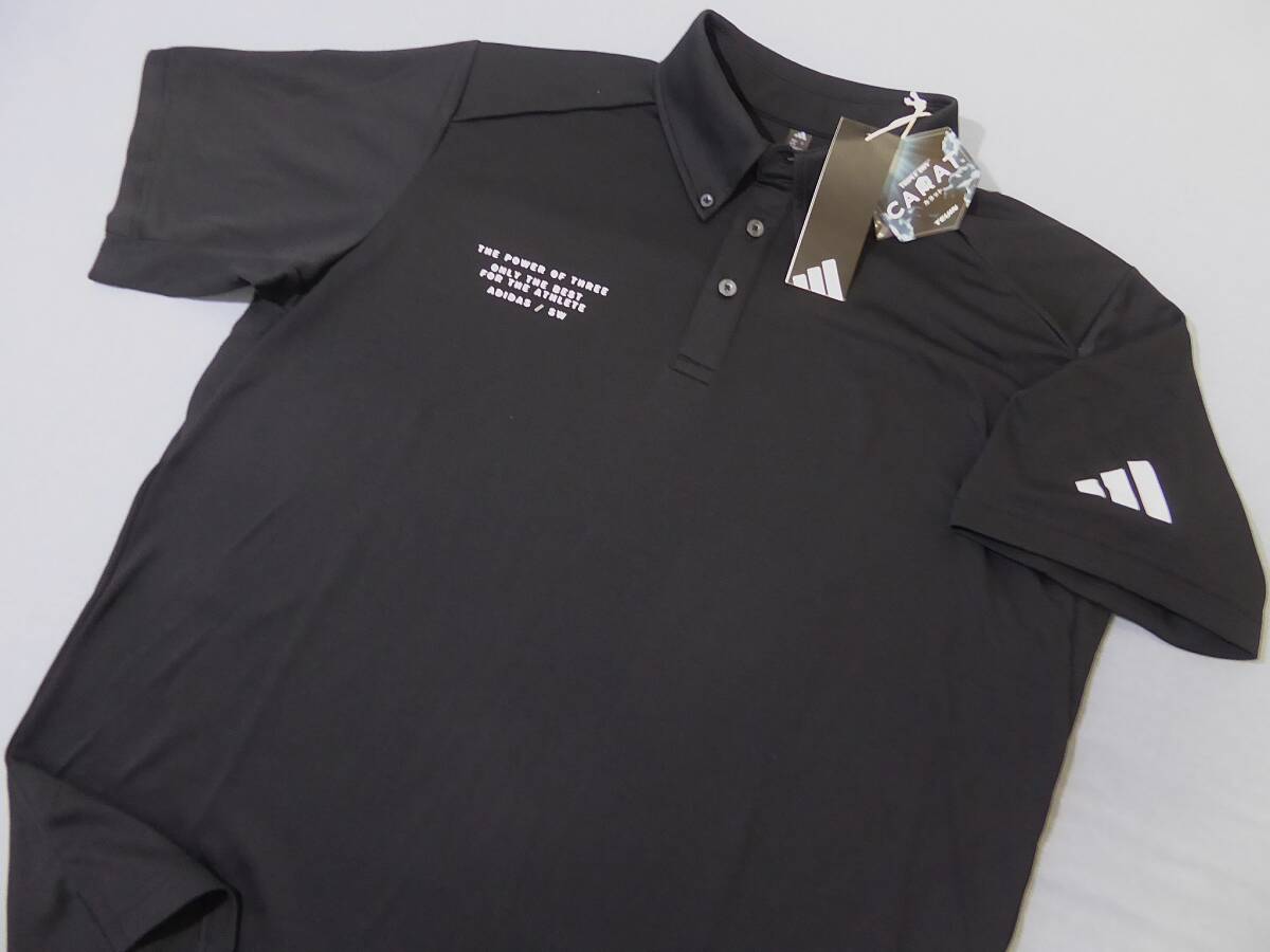 adidas アディダス アダプテーション レギュラーフィット ドライ ダブルニット ボタンダウン半袖ポロシャツ 2XL 黒拍卖