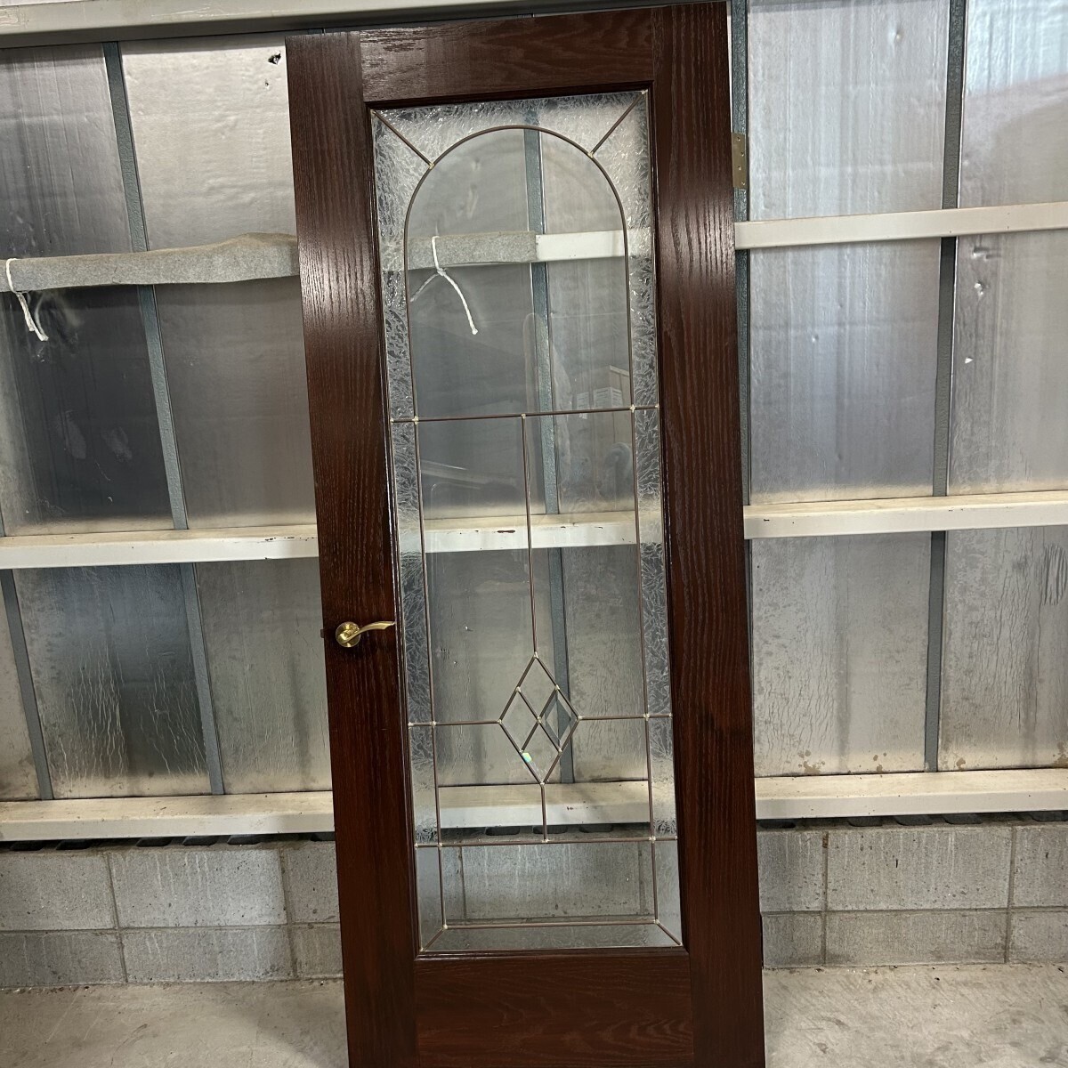 ステンドグラスドア H203.5cm×W82.5cm 木製ドア 建具 ガラス戸 玄関戸 昭和レトロ アンティーク 扉拍卖