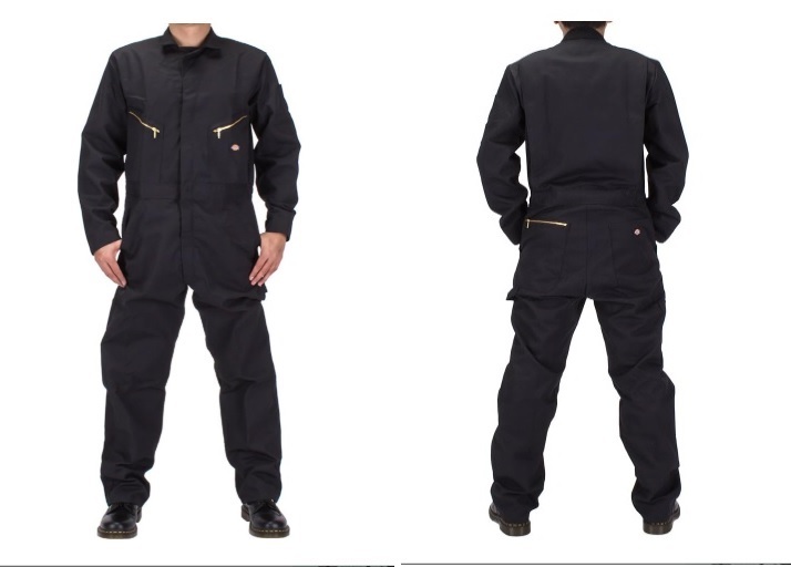 ■Dickies ディッキーズ 48799 タグ付 デラックスカバーオール 長袖 M レギュラー ブラック BLACK■つなぎ 作業着 作業服 ワークウェア拍卖
