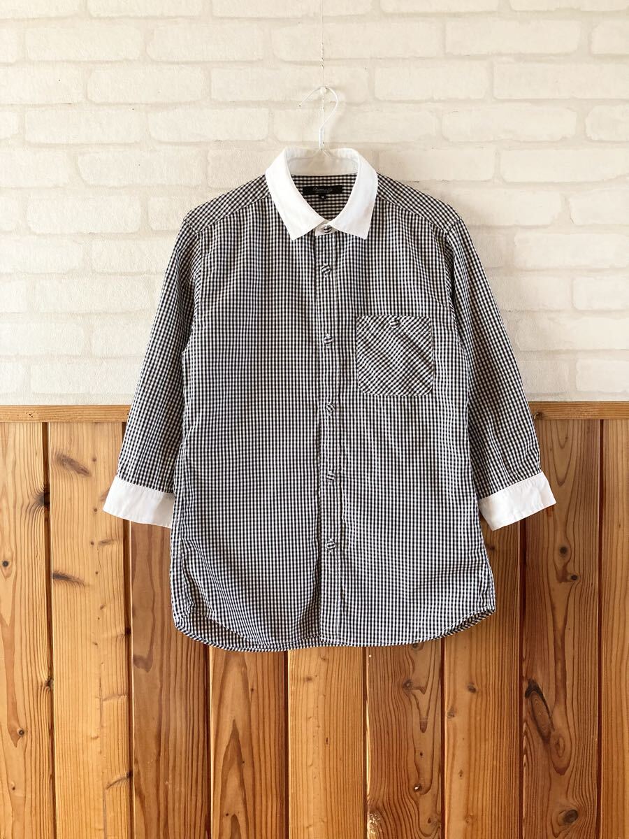 Rhythm of Life メンズ チェック シャツ Mサイズ 七分袖 黒 白 ユナイテッドアローズ カジュアル トップス ネルシャツ UNITED ARROWS X拍卖