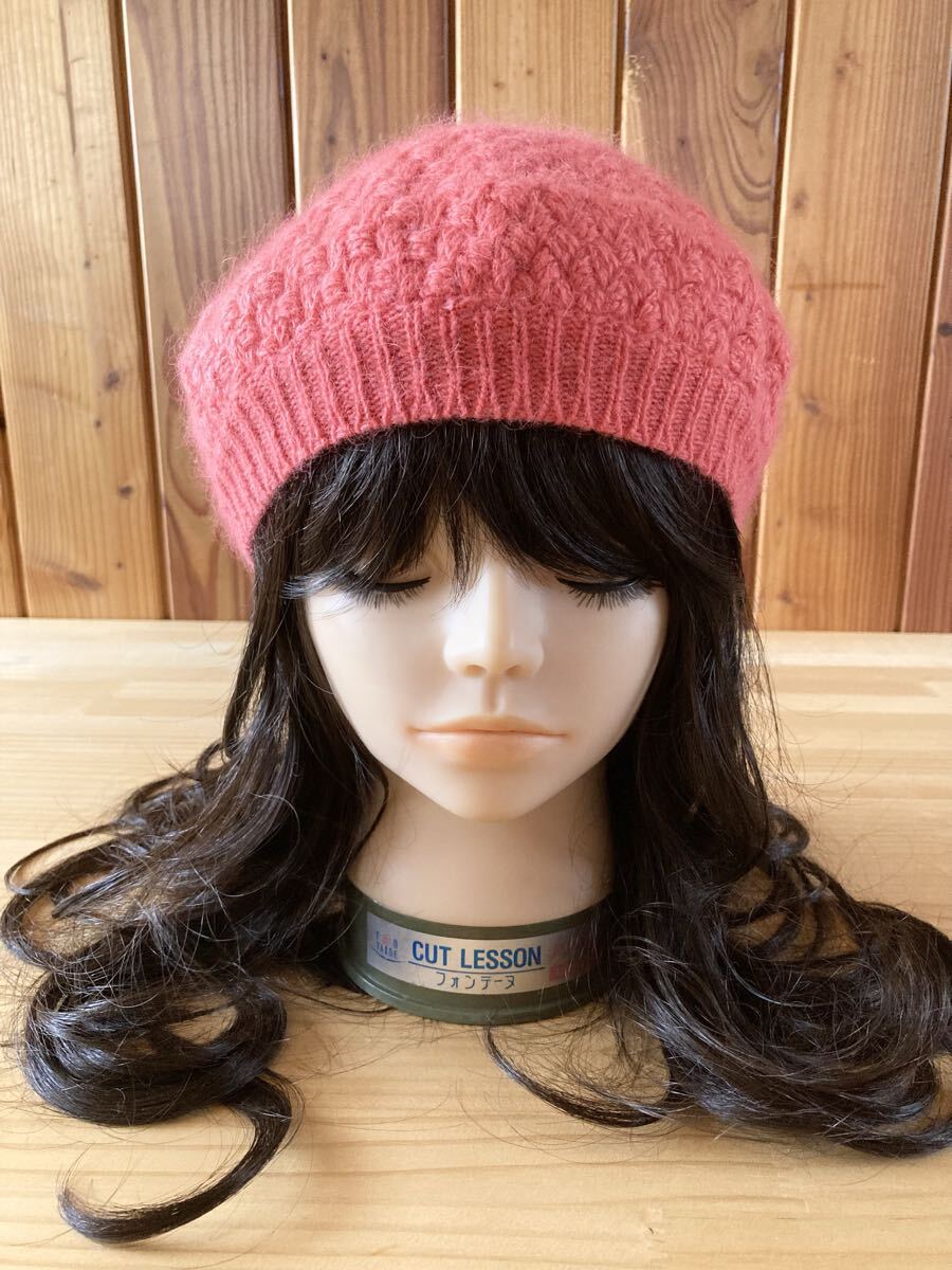 SUPER HAKKA ウール アンゴラ混 ニット帽 ベレー帽 ピンク レディース 帽子 angora wool mix beret pink スーパーハッカ ④拍卖