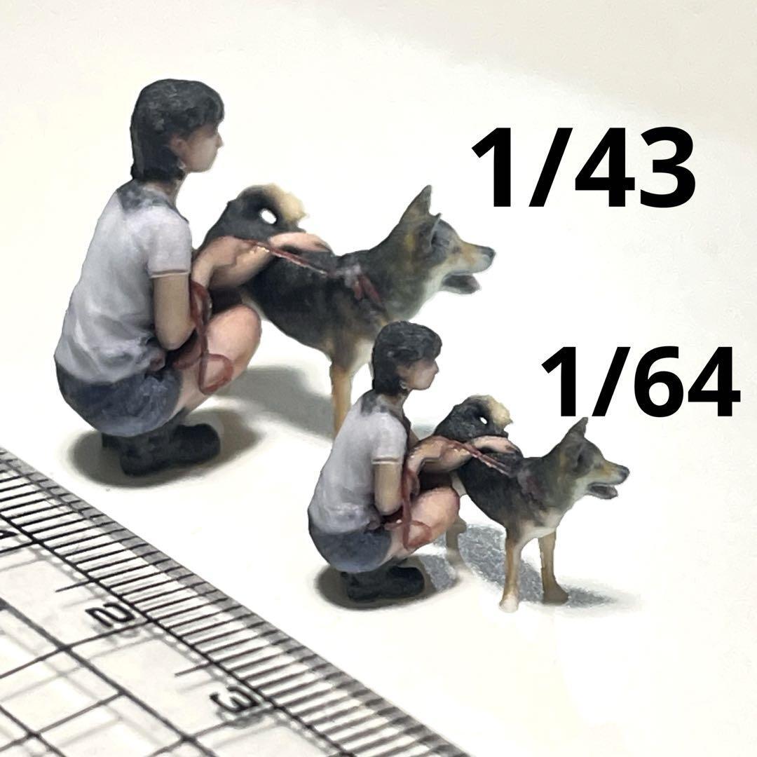 1/43 1/64 犬と女の子 フィギュア ミニカーに ミニチュア ジオラマに ミニチュアイメージ 完成品 ペットフィギュア拍卖