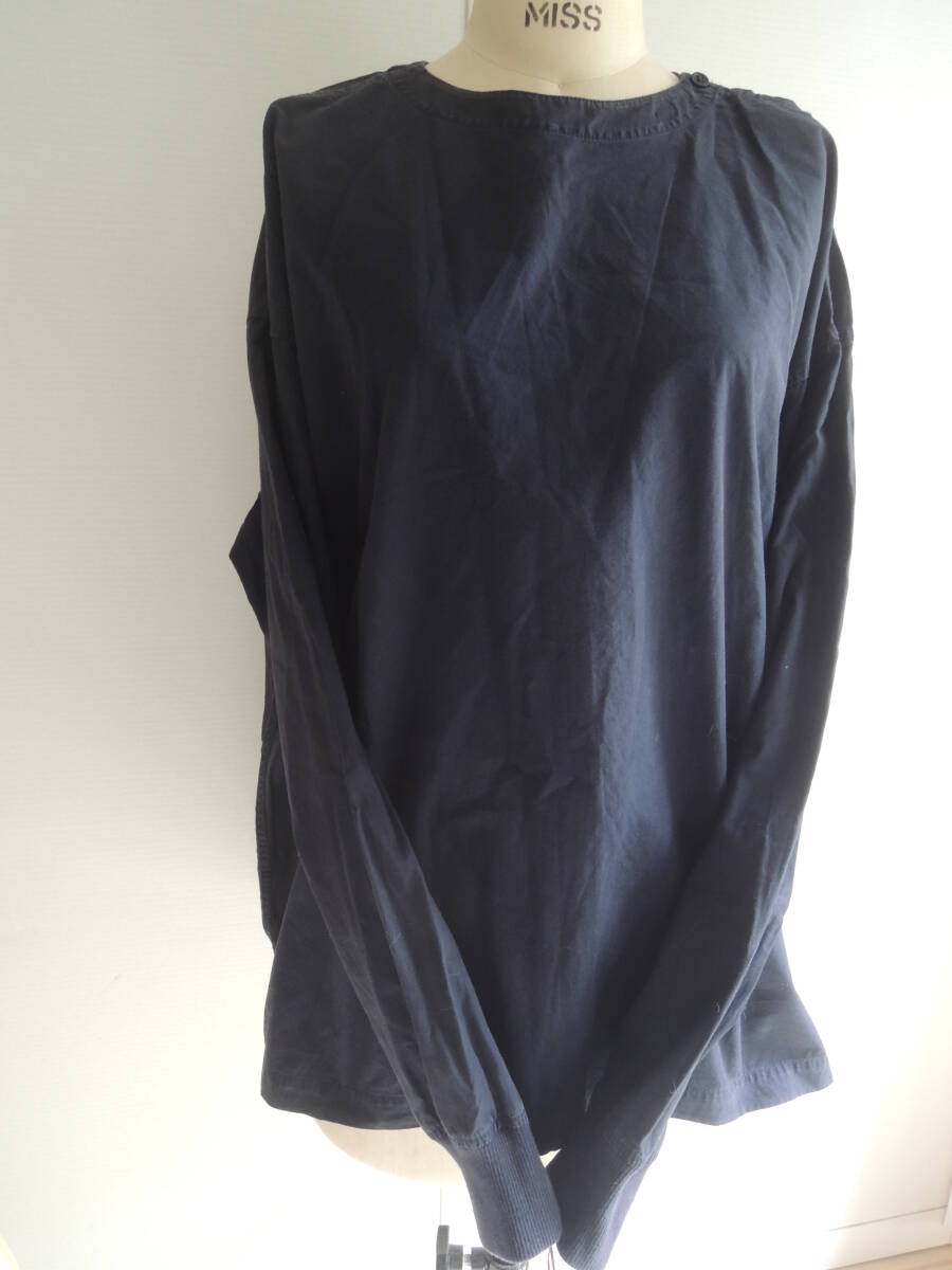 無印良品 チュニック丈 長袖コットン プルオーバーブラウス 指通しデザイン Mサイズ 紺系拍卖