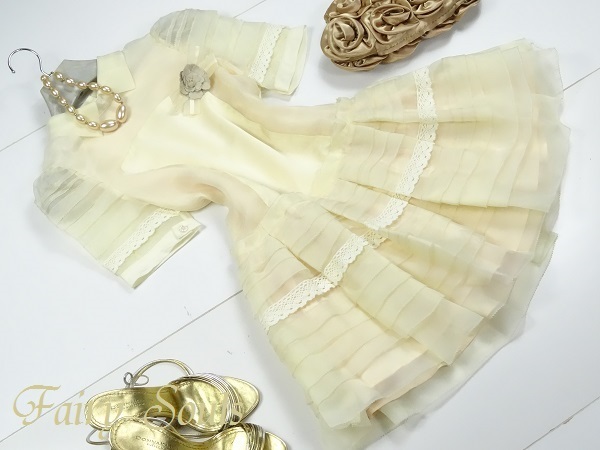 未使用 発表会 イベント デ-ト 9号 M エレガント 透明感 ワンピース (OPN6468)拍卖