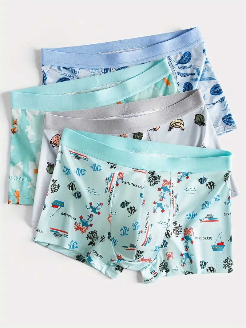4枚セット 4枚ごとの可愛いプリント ボクサーブリーフ M(72)未使用拍卖