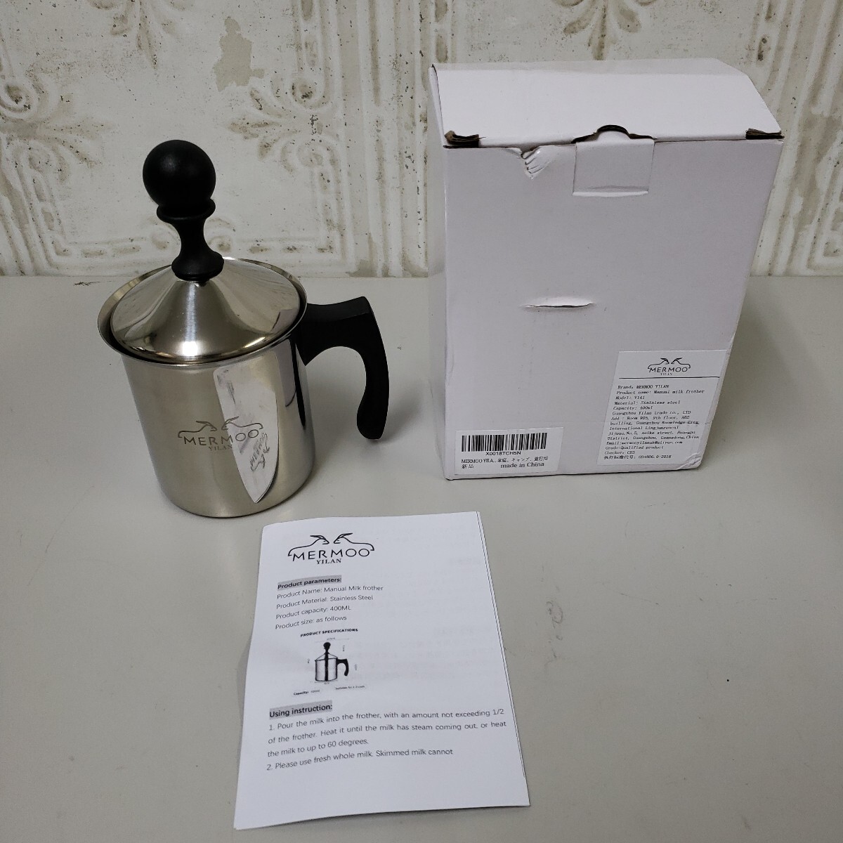 709y1703★MERMOO YILAN ミルクフローサー 直火対応 テフロンコーティング 400ML ミルクフォーマー エスプレッソ ラテ マキアート拍卖