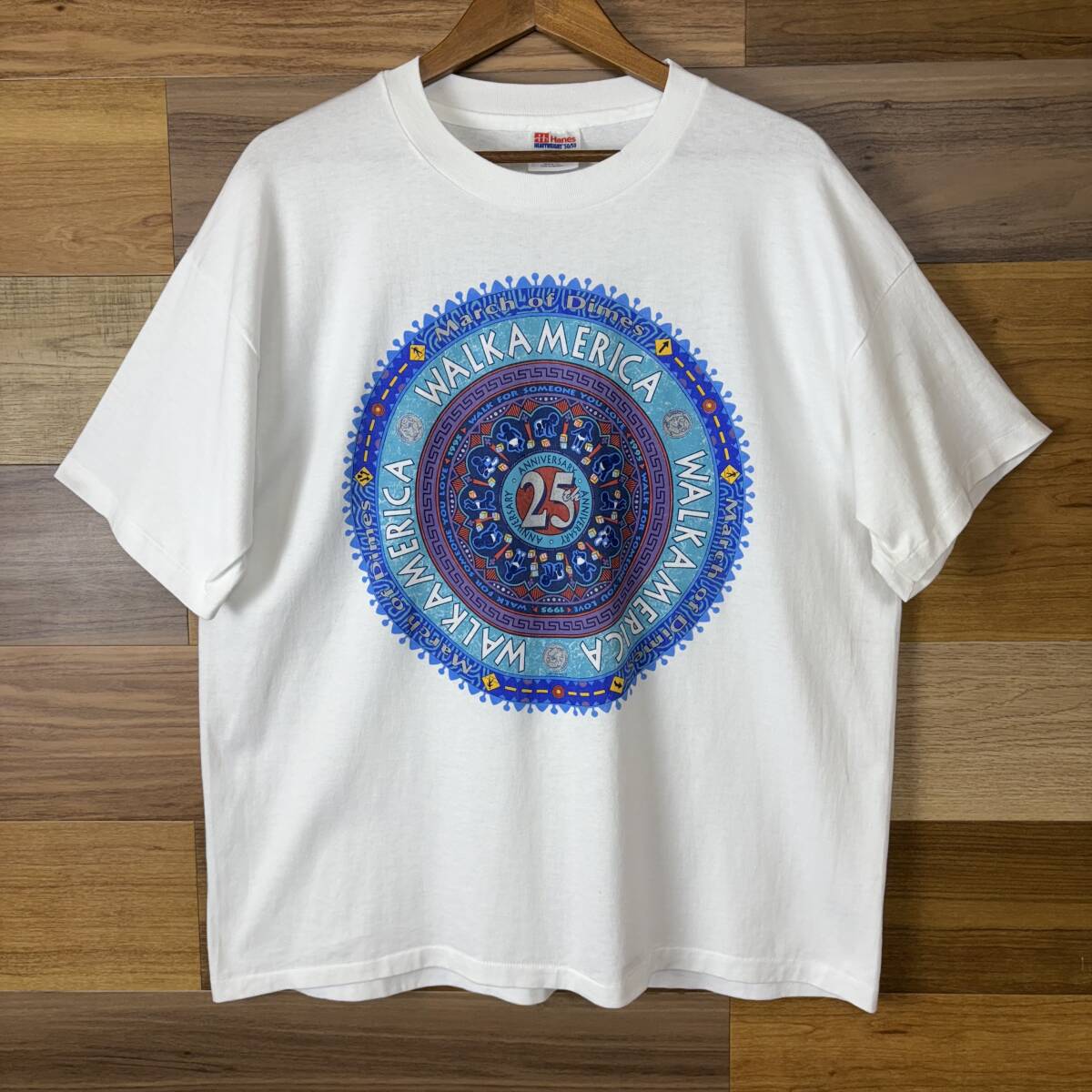 USA製 90s WALK AMERICA 25周年記念 T-sh Tシャツ サイズ メンズ XL シングルステッチ アメリカ製 90年代 VINTAGE アメカジ 古着 r25082181拍卖