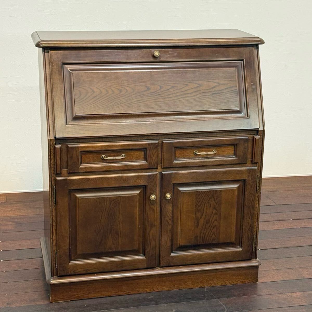 H19K24 カリモク karimoku ライティングビューロー 簿記机 ワークデスク 書斎机 書記台 ライティングデスク 簡易デスク フラップ扉拍卖