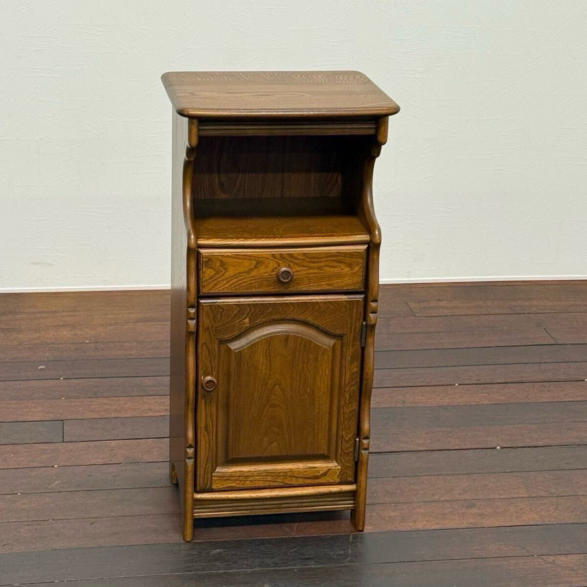 H19K79a カリモク karimoku 電話台 クラシック FAX台 飾り台 収納棚 コンソールテーブル サイドキャビネット サイドチェスト ファックス台拍卖