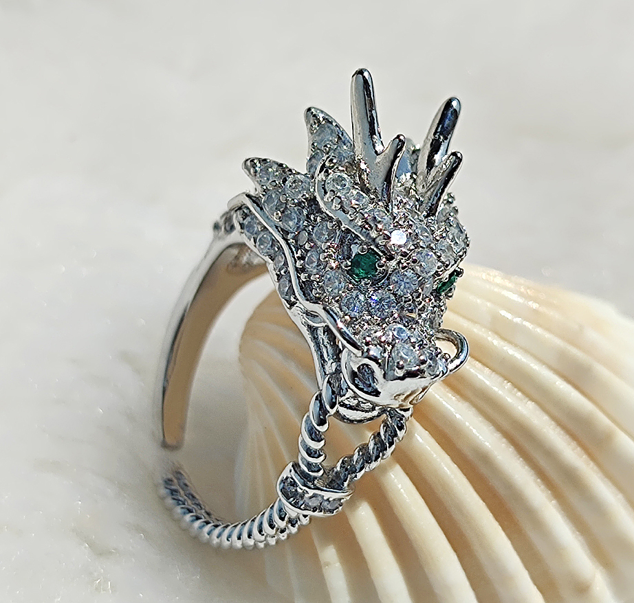 N2504150◆Bigstone◆【華やか銀龍】キラキラ輝く*ファッション印象*豪華なリング*11~14号拍卖