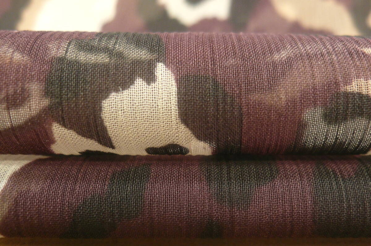 c483・ポリ100%・ベージュ/エンジ系4m・レオパード柄・楊柳・シフォン・落感有・ブラウス・スカート・ワンピース拍卖