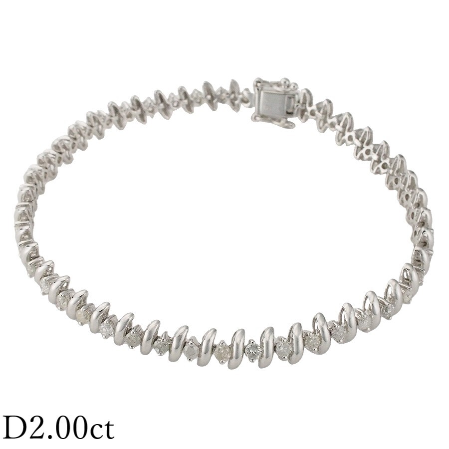 ダイヤモンド/2.00ct デザイン ブレスレット K18WG拍卖