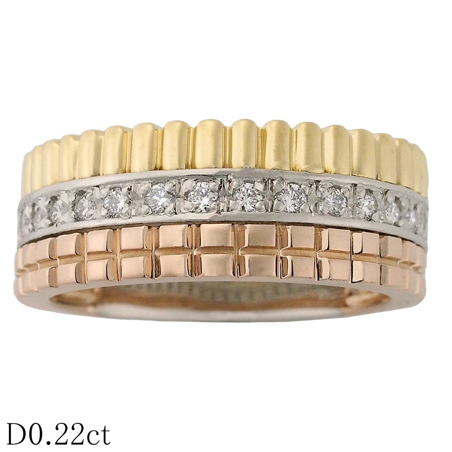 ダイヤモンド/0.22ct デザイン リング Pt900 K18YG K18PG 10.5号拍卖