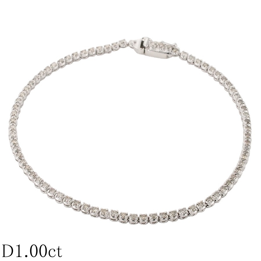 ダイヤモンド/1.00ct テニス ブレスレット K18WG拍卖