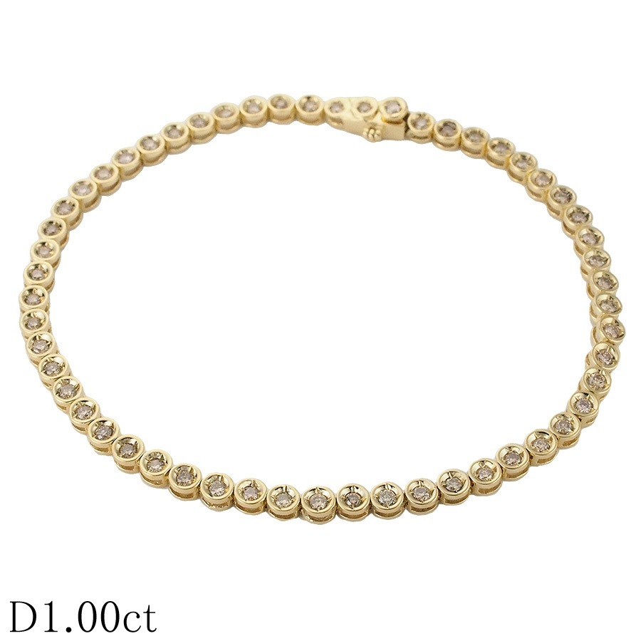 ダイヤモンド/1.00ct テニス ブレスレット K18YG拍卖
