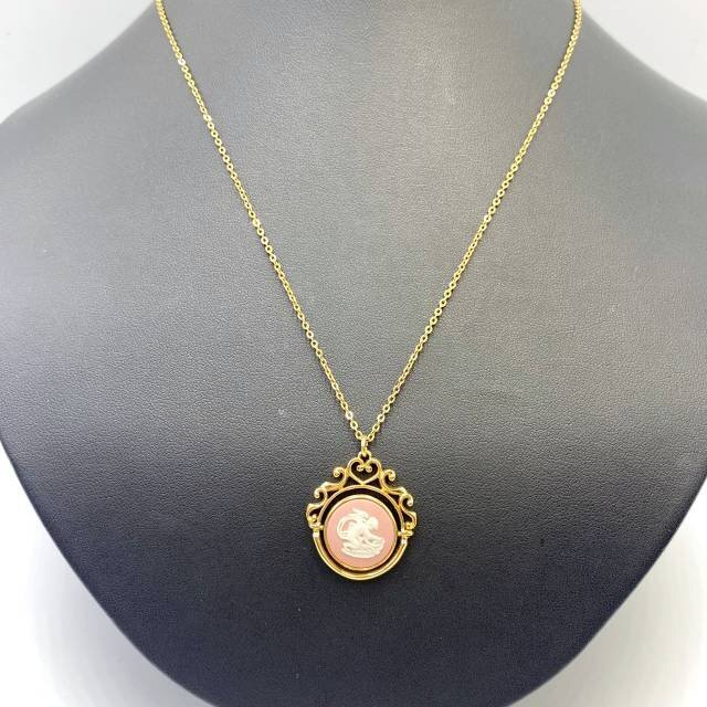 WEDGWOOD ウェッジウッド カメオ ネックレス ブランド アクセサリー ペンダント リバーシブル ピンク ゴールドカラー拍卖
