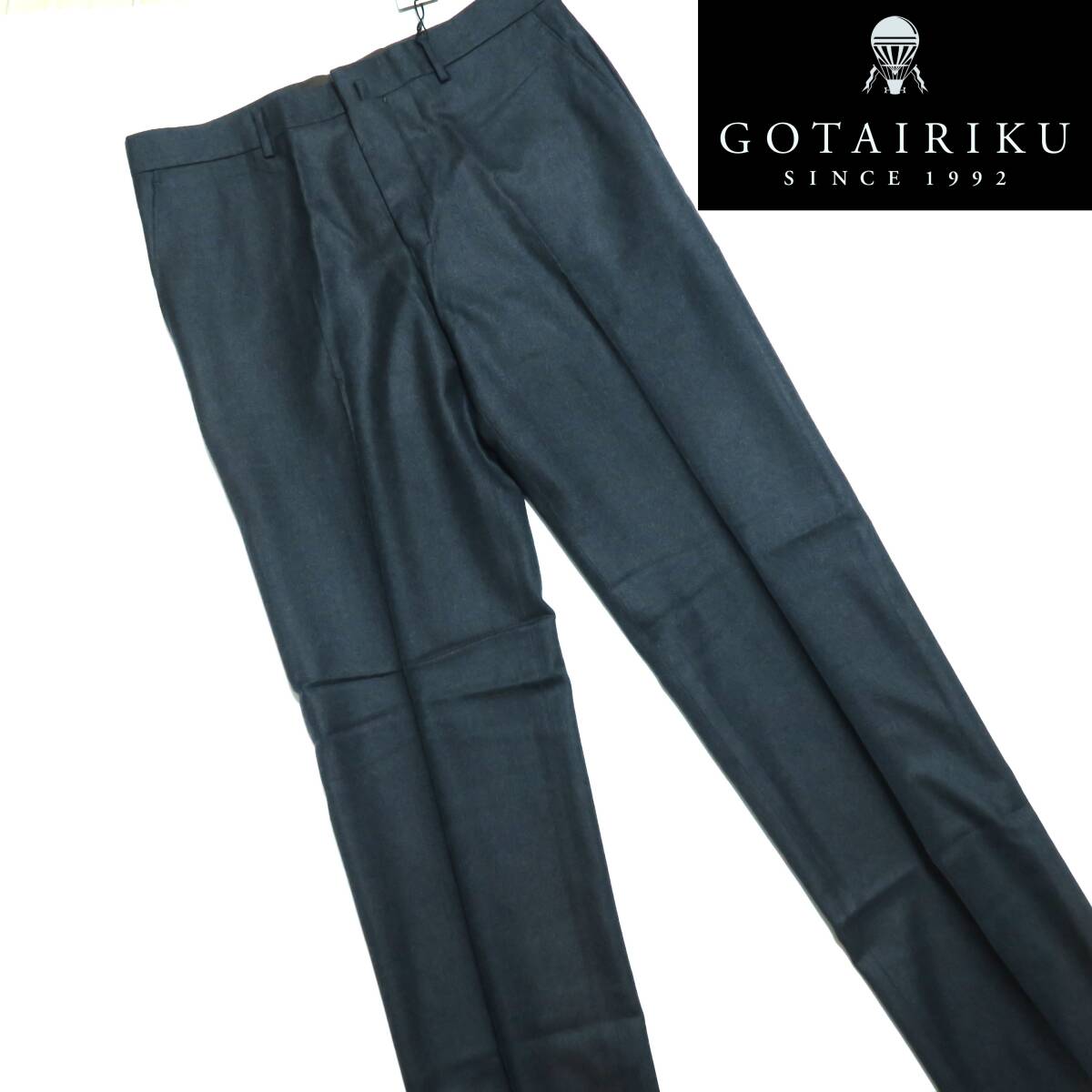 R028■秋冬 五大陸 GOTAIRIKU ゴタイリク グレー色系サキソニー ストレッチ 高級ウールスラックス W88cm 少々訳有 オンワード樫山拍卖