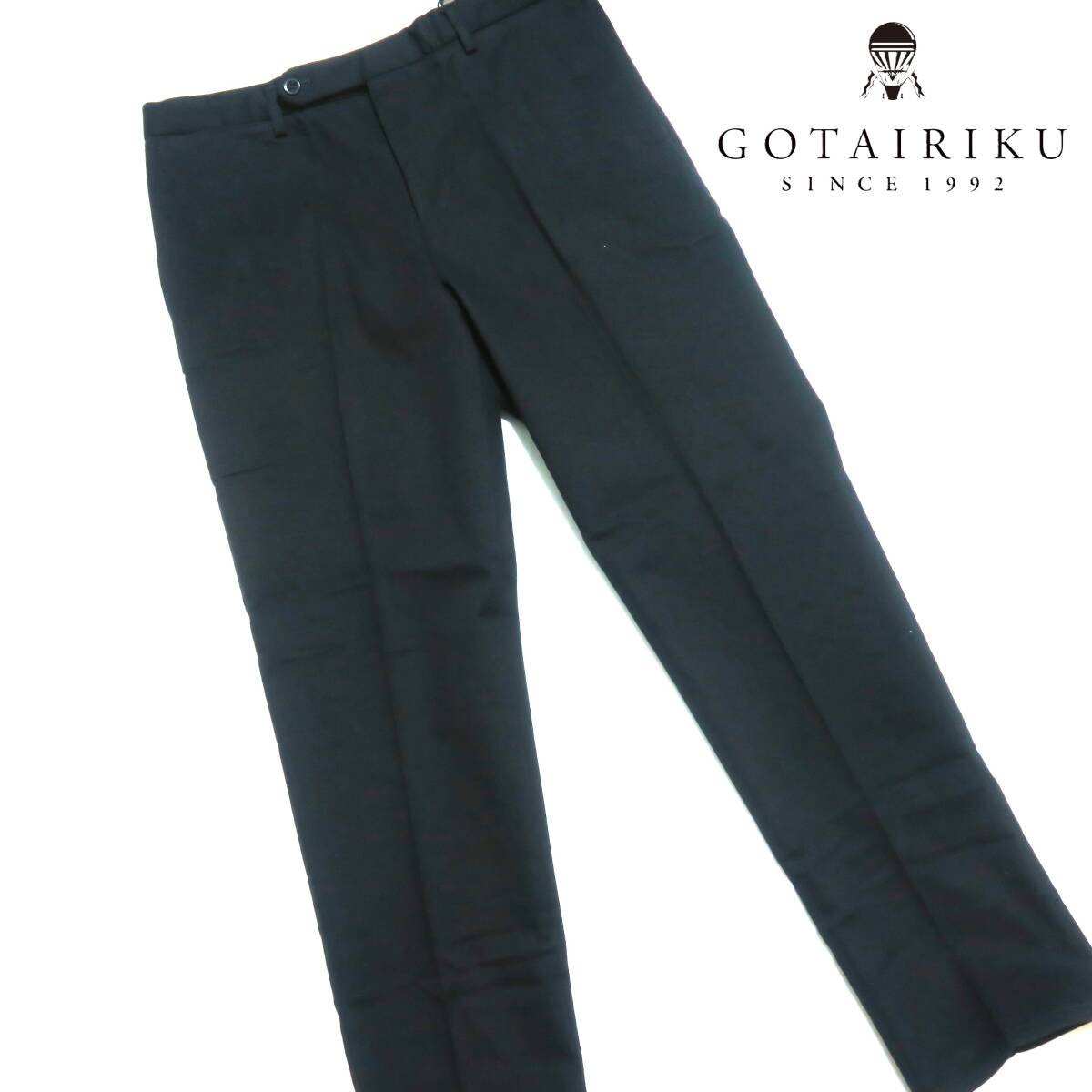R036■秋冬 五大陸 GOTAIRIKU ゴタイリク 黒色系コットンカルゼ 厚手 綿ストレッチパンツ W88cm オンワード樫山 少々訳有拍卖