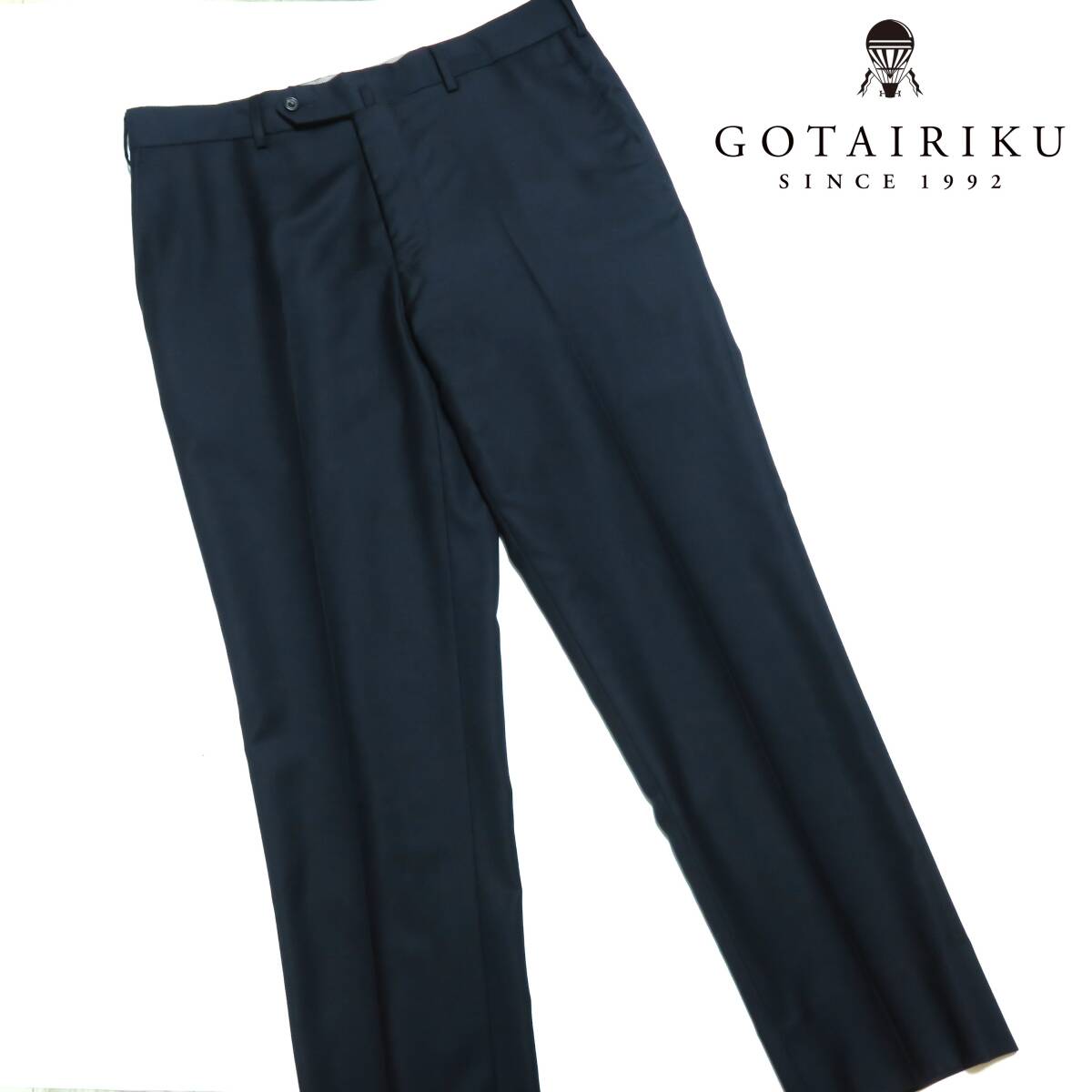 R044■秋冬 五大陸 GOTAIRIKU ゴタイリク 紺色系無地 高級ウールスラックス W91cm オンワード樫山 少々訳あり 拍卖