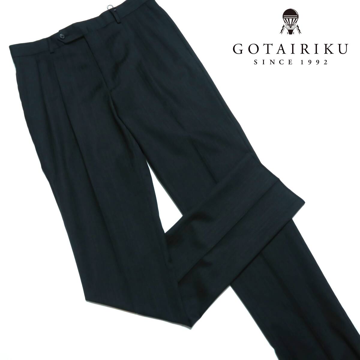 R052■秋冬 五大陸 GOTAIRIKU ゴタイリク グレー色系ストライプ 高級ウールスラックス W84cm オンワード樫山拍卖