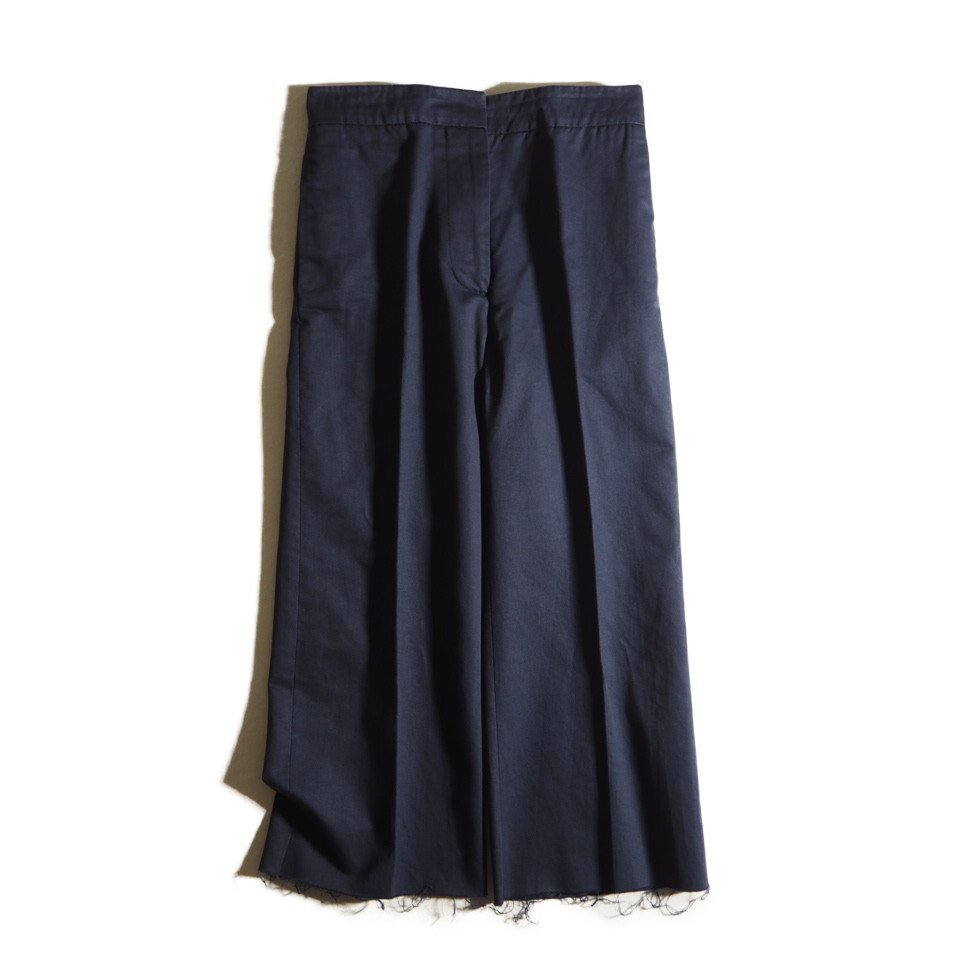 K6432f56 ▼MARNI マルニ▼ コットンリネン カットオフ パンツ ネイビー 38 / センタープレス入り ワイドパンツ クロップド 紺 春夏拍卖