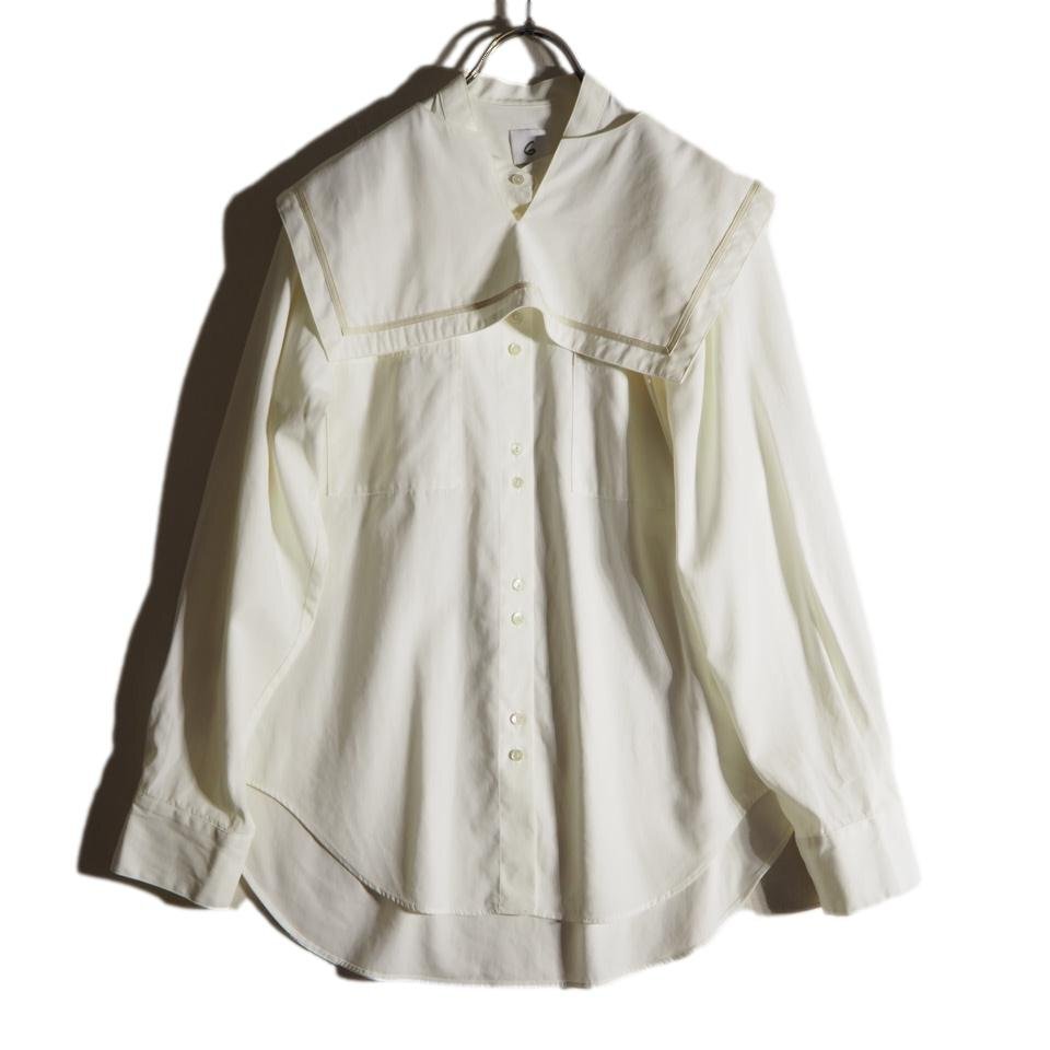 K7601f10 ▼6 ROKU ロク▼ コットン セーラーカラー 2way ブラウス ホワイト 38 / シャツ 春~秋拍卖