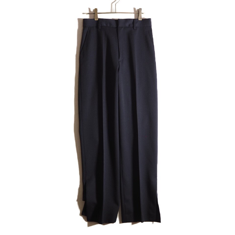 P6179f53 ▼H BEAUTY&YOUTH UNITED ARROWS ビューティ&ユース▼ STRAIGHT TROUSERS 裾スリット ウールパンツ ネイビー M 秋冬拍卖