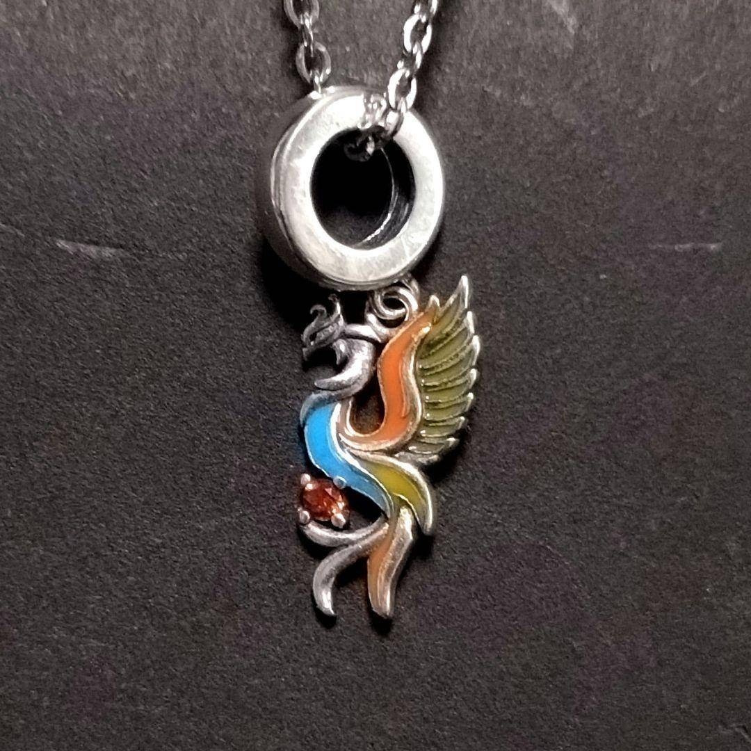 S925 不死鳥 フェニックス 朱雀の七宝 ネックレス 男女共用拍卖