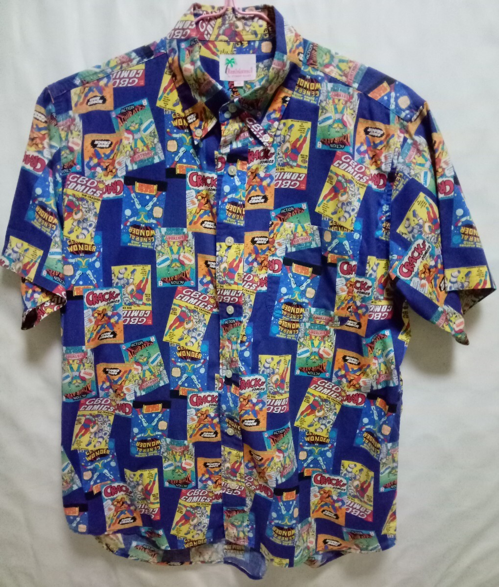貴重品 / レミニッセンス・80s アメコミ柄 ボタンダウン シャツ / Reminiscence / アロハシャツ / ヴィンテージ / ビンテージ / ロカビリー拍卖