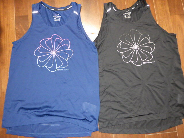 ナイキ ノースリーブ シャツ ランニング 速乾性 S クロ・紺 2枚組 アスタリスク リフレクター機能 (株)ナイキジャパン拍卖