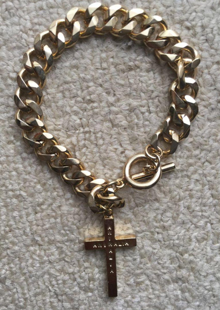 美品★アニマニア ANIMANIA ブレスレット ゴールド クロス 十字架 ユニセックス メンズ レディース拍卖