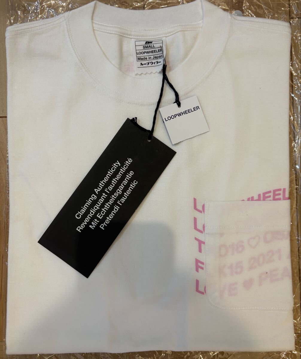 新品 LOOPWHEELER LW吊り天竺 曲線Tシャツ Sサイズ カラー ホワイトxピンクカラー ループウィラー 同梱可拍卖