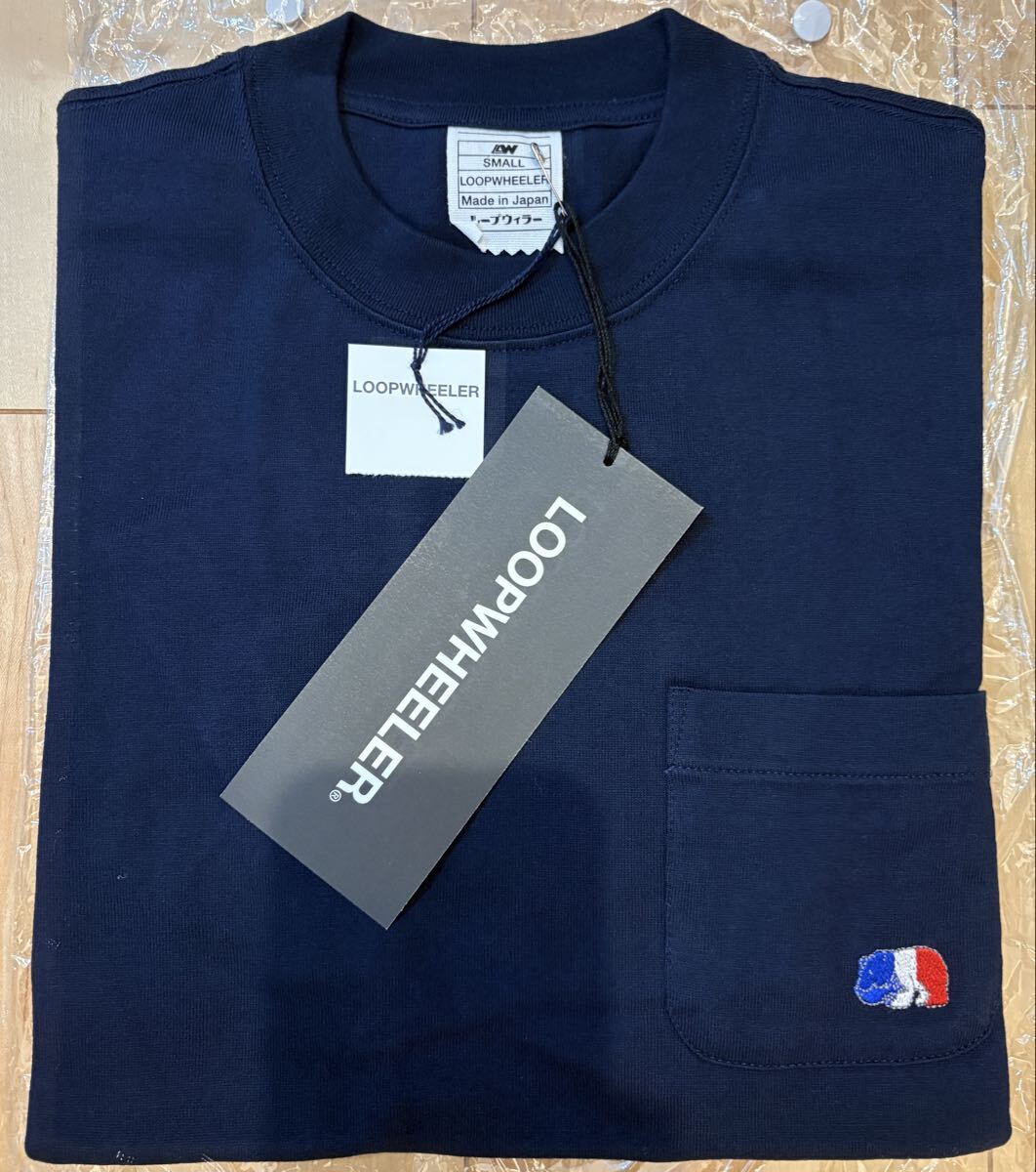 新品 LOOPWHEELER LW40/2コーマ吊り天竺 しゃけクマTee Sサイズ カラー マリン ループウィラー 同梱可拍卖