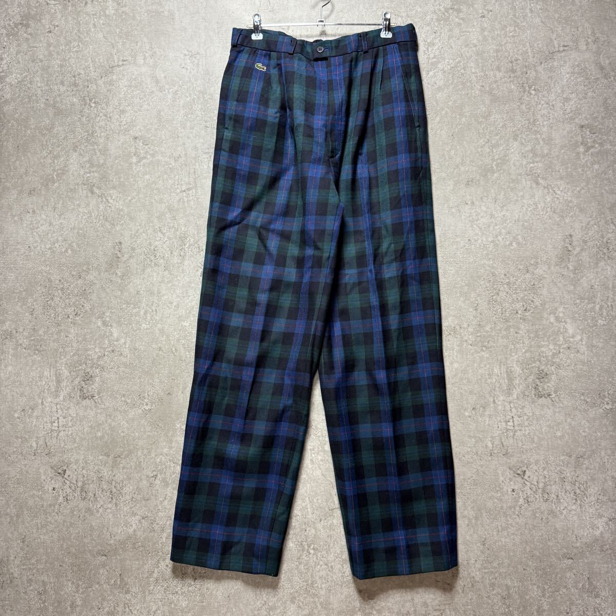 90s 00s CHEMISE LACOSTE シミューズラコステ ラコステ 日本製 タータンチェック スラックス パンツ ヴィンテージ チェックパンツ 拍卖
