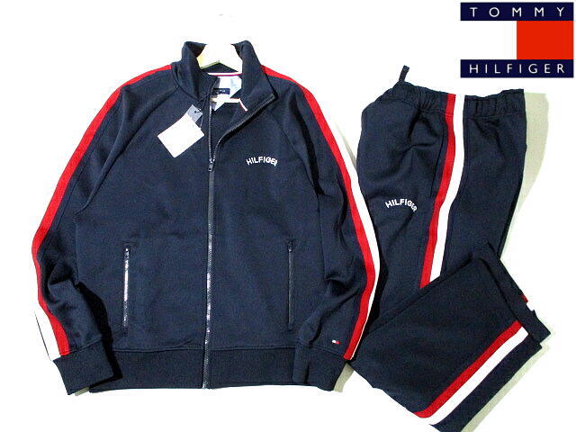 定価33000円■ 新品 未使用 即決! トミーヒルフィガー セットアップ ジャージ上下 ライン入り 紺 ネイビー Mサイズ TOMMY HILFIGER拍卖